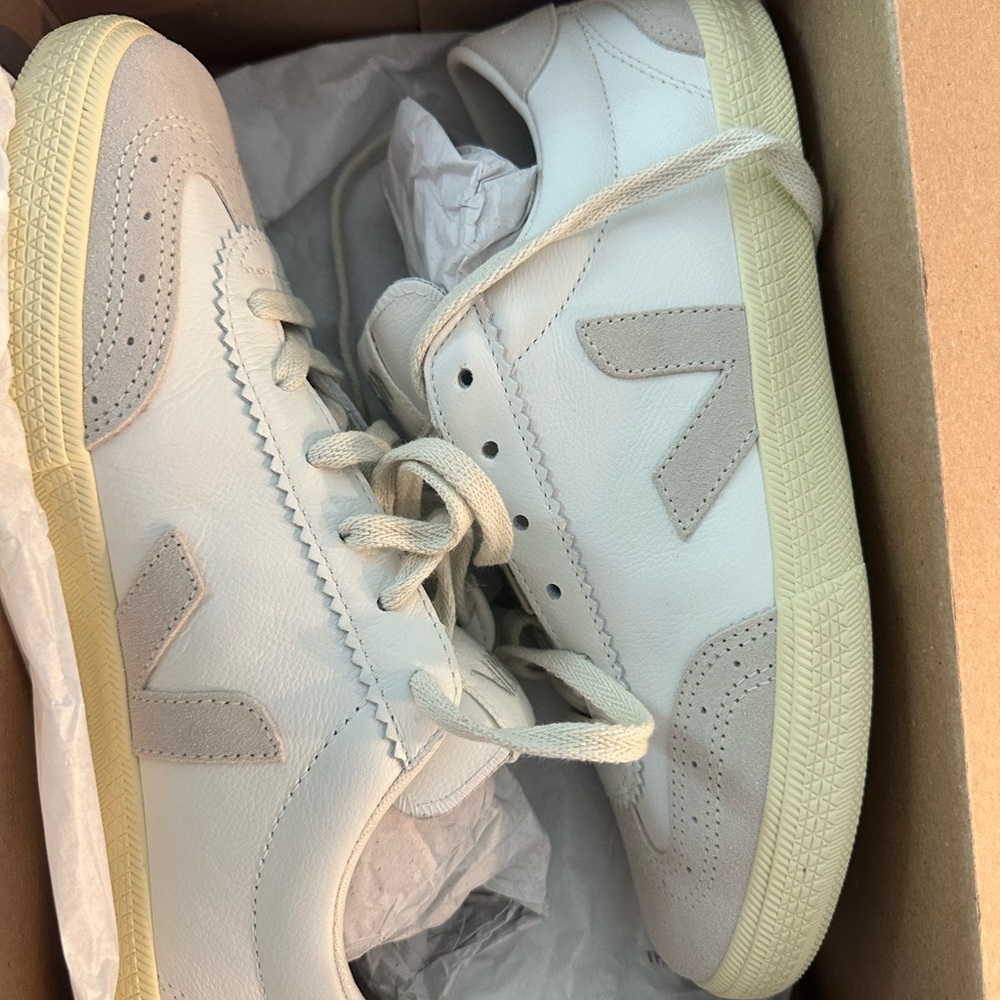 Veja Cream and Gray Sneakers